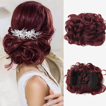 Duttina | Lockiger Messy-Bun-Haarteil mit Gummiband, 2er-Set