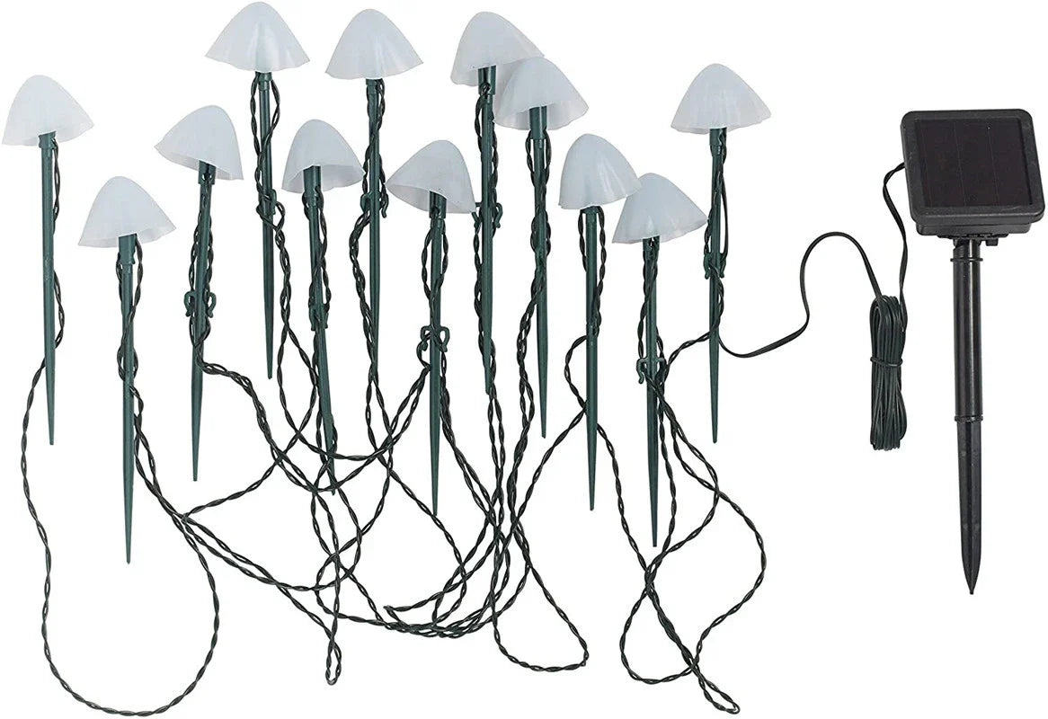 Luci da giardino solari a forma di fungo – Set da 12, impermeabili e decorative