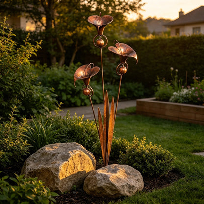 Calvessa | Gartenstecker mit Calla-Blüten und Glocken aus Eisen, 120 cm