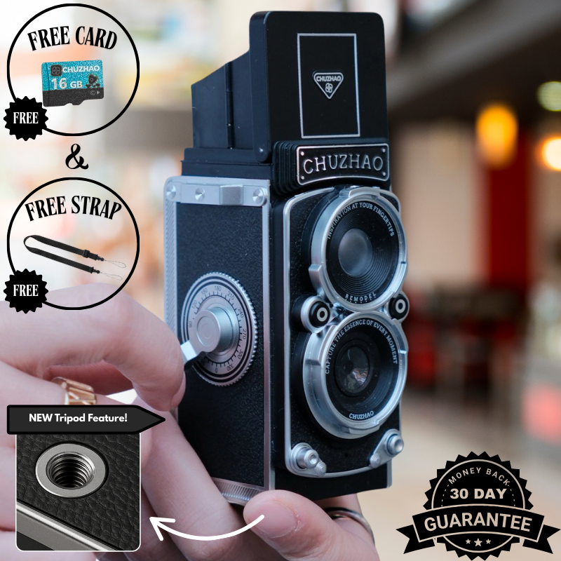 Zwilvio | Cámara digital con diseño vintage TLR, 12 MP, 1080p y 10 objetivos