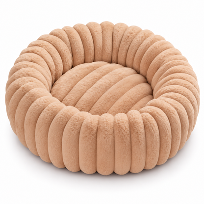 Kuschio | Cuccia rotonda in peluche per cani con bordo morbido, lavabile, Ø 40–80 cm