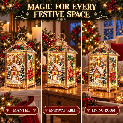 Elvana | Lanterna decorativa natalizia con diamond painting e luce LED