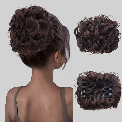 Duttina | Lockiger Messy-Bun-Haarteil mit Gummiband, 2er-Set