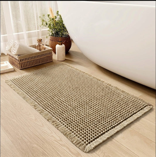 AbsorbEase WaffleMat | Ultra-absorbierende Badematte mit Quasten