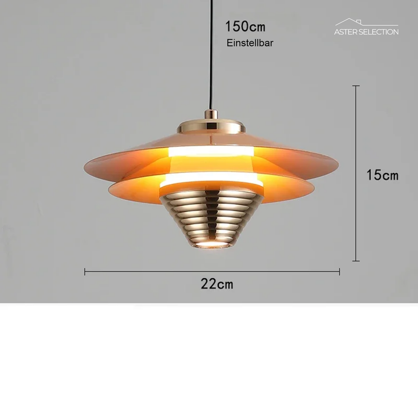 AeroGlow | Lampada a sospensione LED in alluminio | Lampada da soffitto moderna con accenti di colore e luce calda
