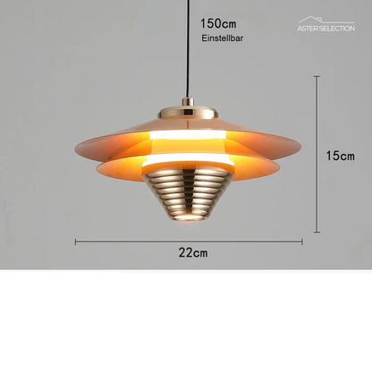 AeroGlow | Lampada a sospensione LED in alluminio | Lampada da soffitto moderna con accenti di colore e luce calda