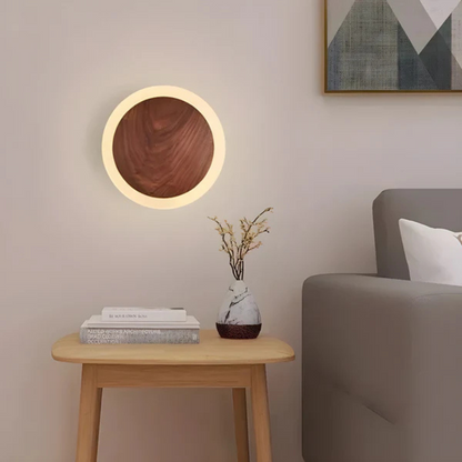 Lampada da parete LED scandinava in legno | Luce calda | Design naturale | Legno e acrilico