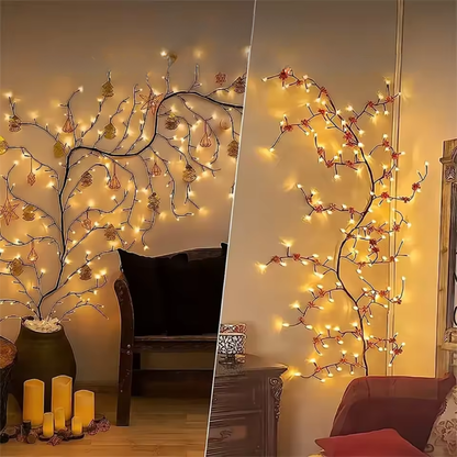 GlowLeaf | LED Lichterkette mit biegsamen Zweigen, Fernbedienung und Timer