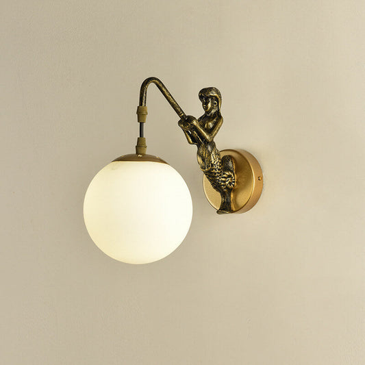 Lámpara de pared vintage rústica Mermaid Orb de 1 luz