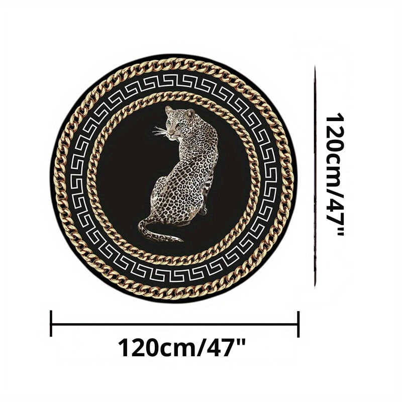 LunaWeave | Tappeto rotondo con stampa leopardata | Lussuoso tappeto animalier – Stiloso, antiscivolo e facile da pulire