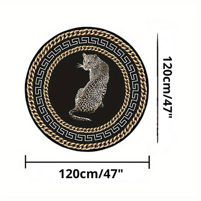 LunaWeave | Tappeto rotondo con stampa leopardata | Lussuoso tappeto animalier – Stiloso, antiscivolo e facile da pulire