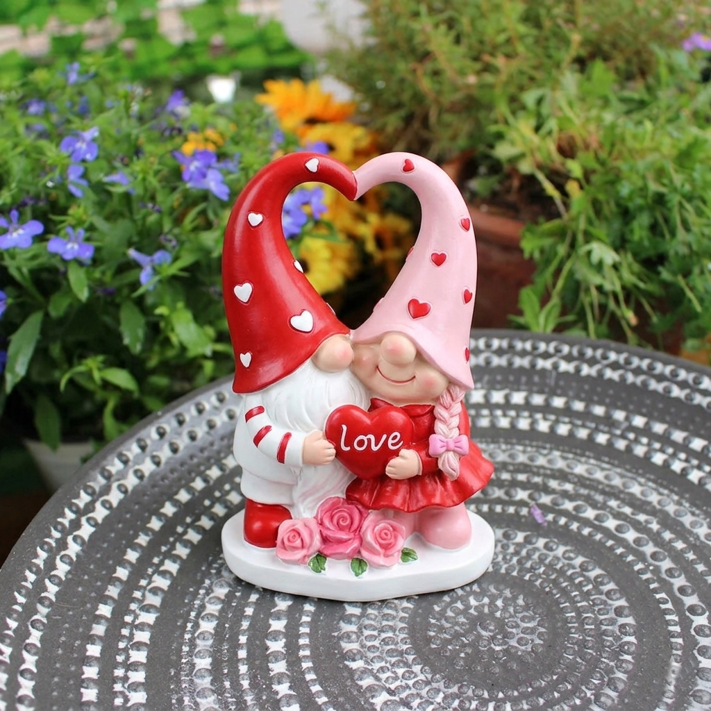 Nani da giardino coppia innamorata | Figura artigianale in resina | Decorazione per giardino & festa