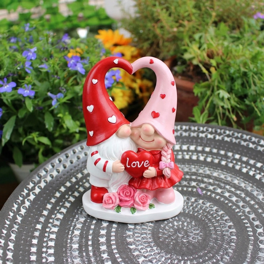 Gartenzwerg Liebespaar | Handgefertigte Figur aus Kunstharz | Garten- & Festdeko