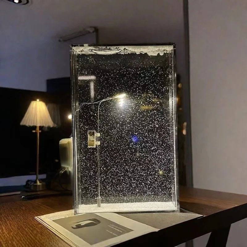 Nivalto | Weihnachtsdeko Winterlampe mit Schneeeffekt und USB-Betrieb
