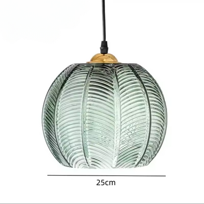 Noctylla | Glass pendant lamp with Scandinavian leaf pattern in green