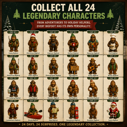 Bergolo | Advent Calendar with 24 Collectible Bigfoot Figures to Display