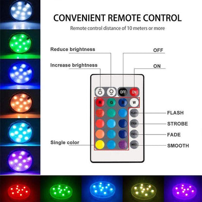 Nixora | Wasserdichte LED Unterwasserleuchte mit Saugnapf und Fernbedienung