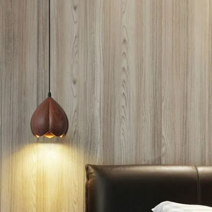NordLume Lampada | Lampada a sospensione moderna in legno di noce marrone, stile scandinavo