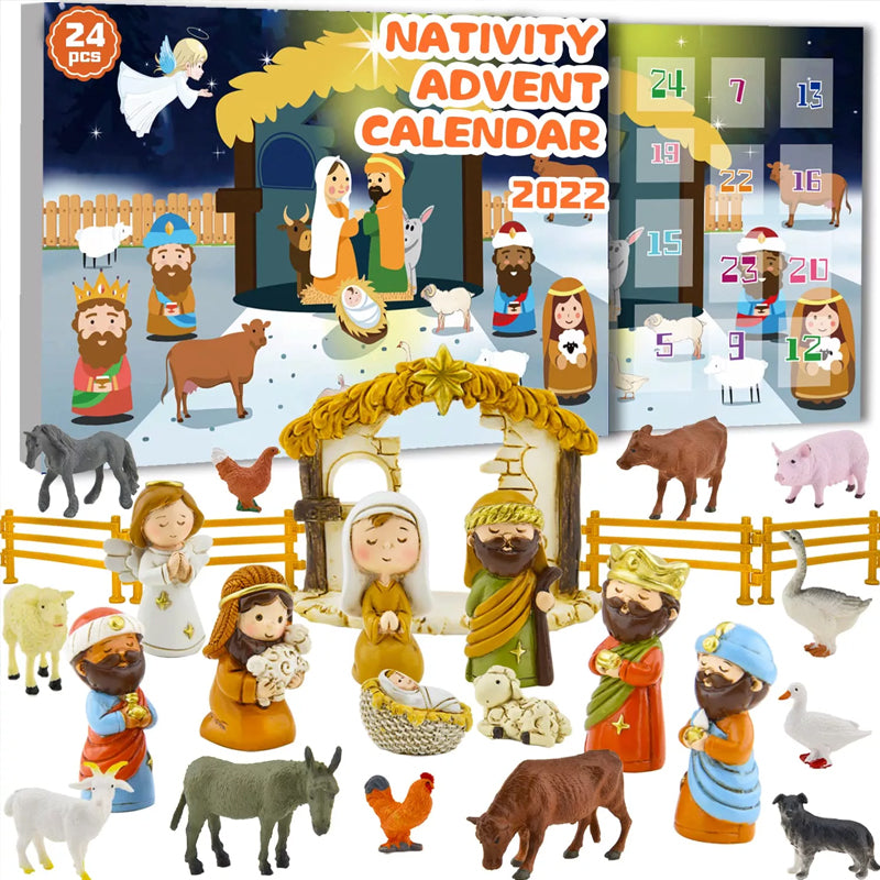 Noelino | Nativity scene advent calendar with 24 toy figures for children