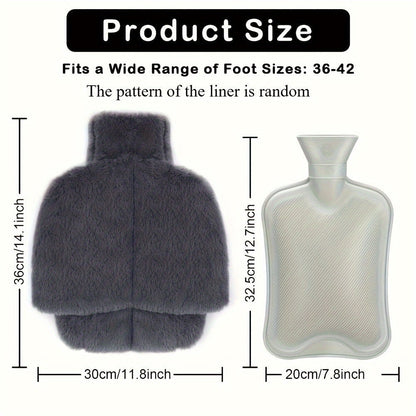 Pedova | Chauffe-pieds avec bouillotte de 2 litres et housse en peluche, pointure 36–42
