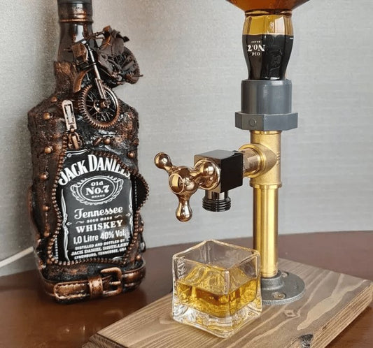 BarrelTap Dispenser | Dispenser per bevande in legno con rubinetto in ottone per whisky, vino e liquori