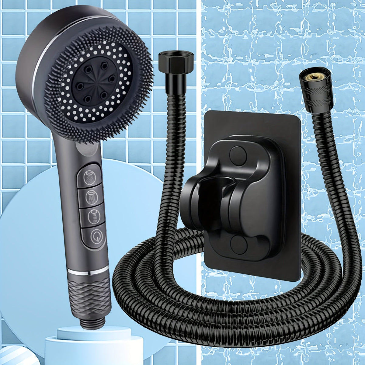 AquaJet PowerDuschkopf | Hochdruck-Handbrause mit 5 Strahlarten