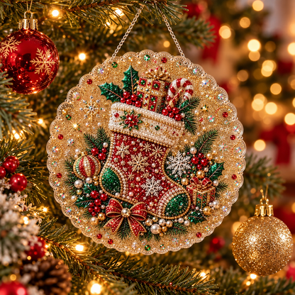 Glitzora | Kit de manualidades navideño de diamond painting, adorno de acrílico de 20 × 20 cm