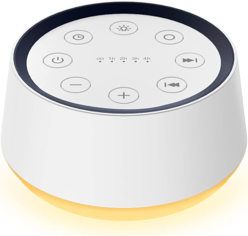 Somnelo | Macchina per rumore bianco con luce notturna, 30 suoni, 12 colori di luce e timer