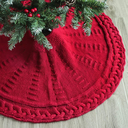 Weihnachtsbaumrock | Strick-Baumdecke aus Wolle in Rot & Weiß | Traditionelle Weihnachtsdekoration