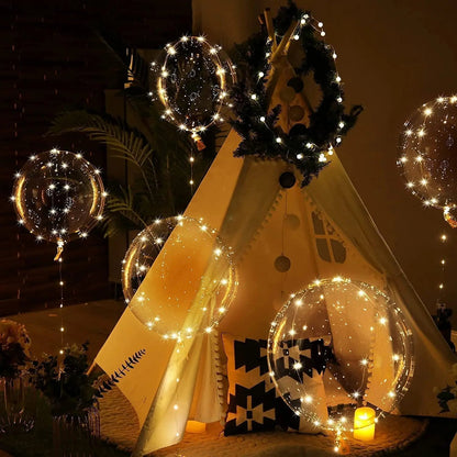 Ballura | Transparent LED balloons with string lights, set of 10, 45 cm