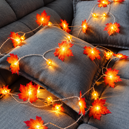 Laubira | Lichterkette mit Ahornblättern, LED, Batterie oder USB, 2 bis 6 m