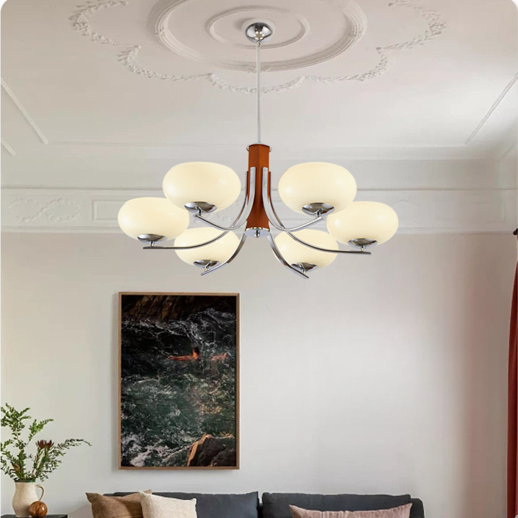 Lunaro | Lampada a sospensione Bauhaus con 3/5 paralumi in vetro opalino