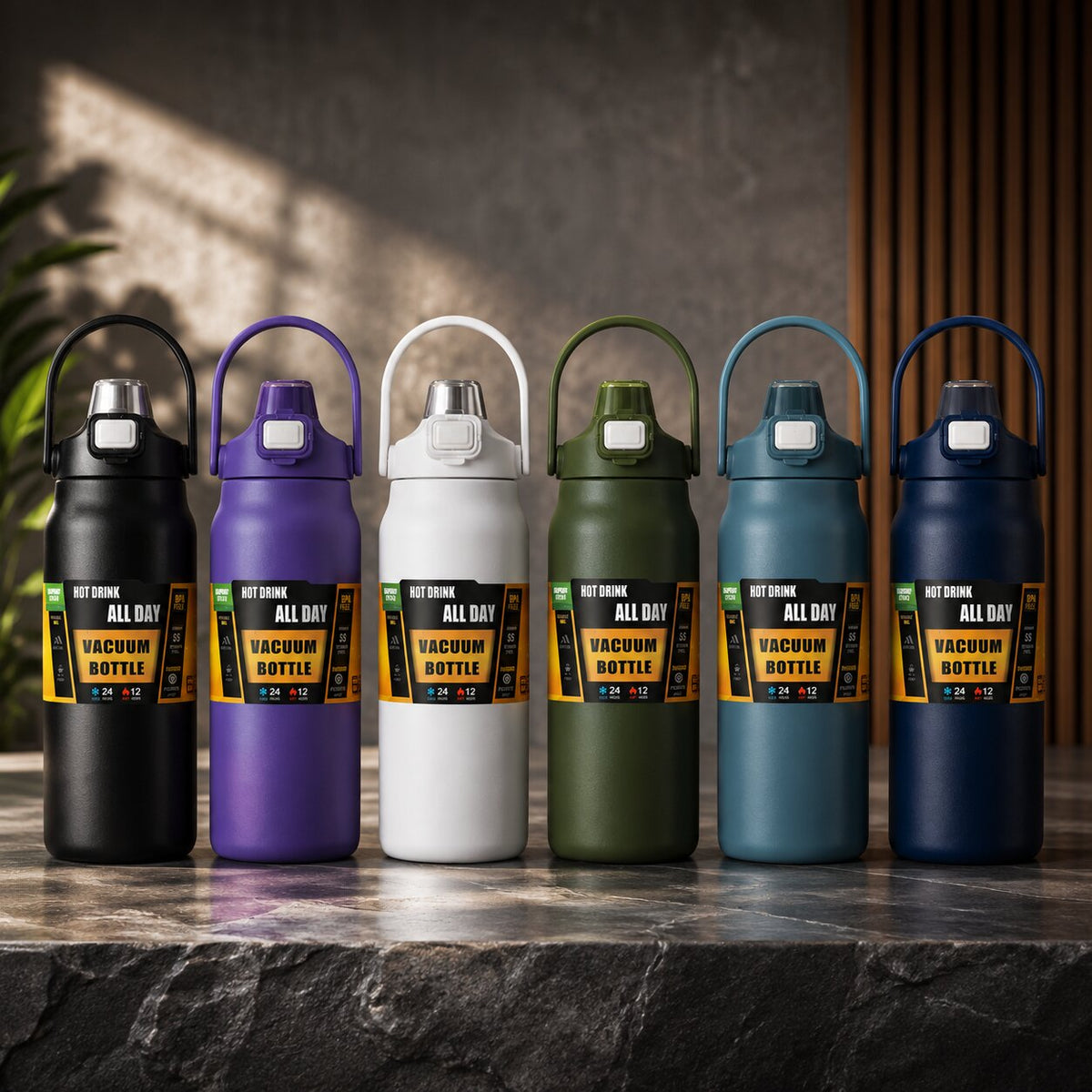 Kalvio | Thermosflasche aus Edelstahl mit Strohhalm, 800 bis 1500 ml