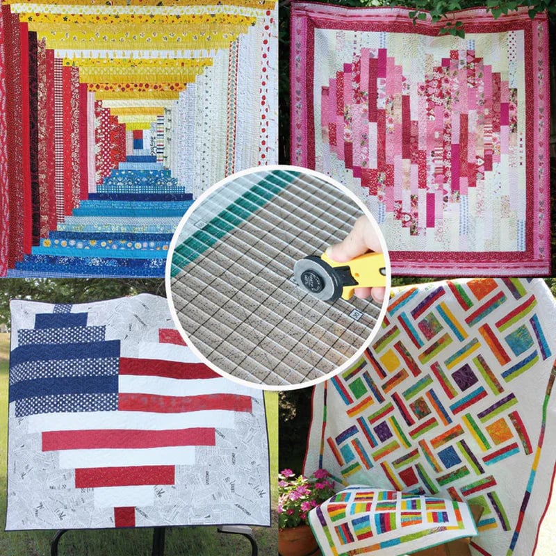 QuiltMate | Righello per patchwork fino a 6 strisce di tessuto, con tappetino da taglio
