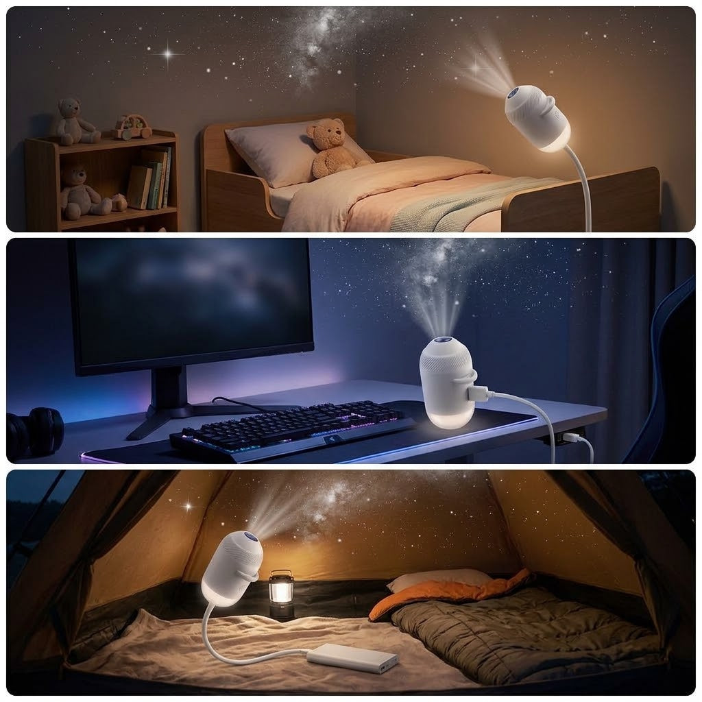 Stellino | USB Sternenhimmel Projektor mit 12 Motiven und Schwanenhals