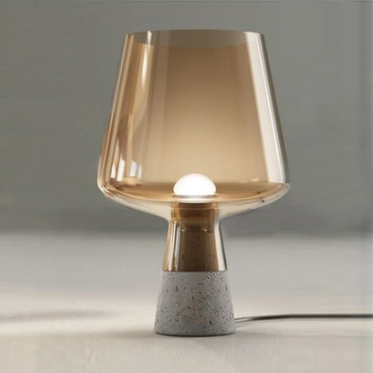 Lampada da tavolo industriale | Realizzata a mano e robusta | Luce calda | Vetro e pietra