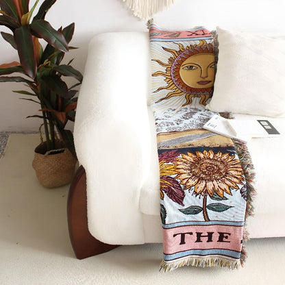 Arazzo da parete Boho Sole | Design Tarocchi | 130x160 cm | Mix di microfibra