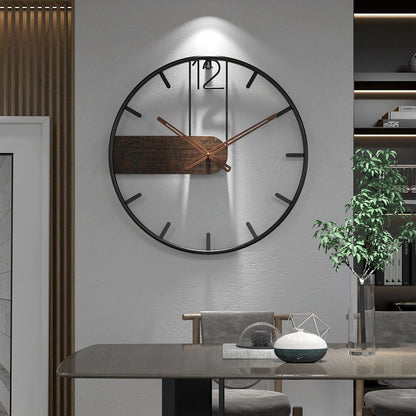 TimberLine | Orologio da parete minimalista in legno di noce e acciaio inox | Bellezza senza tempo per un design abitativo moderno