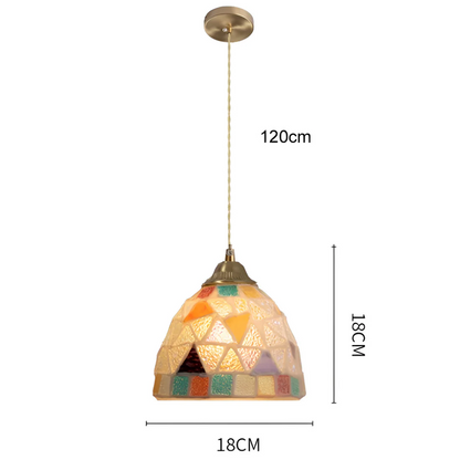 Retro Dining Table Pendant Lamp | Colored Glass Look | Eye-Catcher Above the Table | Copper
