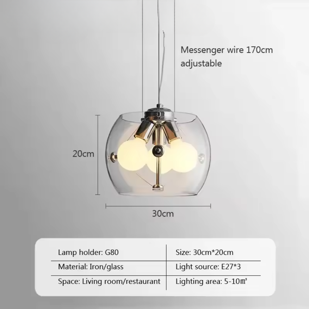 Aurion | Lampada a sospensione LED moderna in vetro per cucina, soggiorno e sala da pranzo