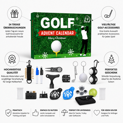 Puttora | Golf Advent Calendar with 24 Doors and Golf Accessories in a Gift Box