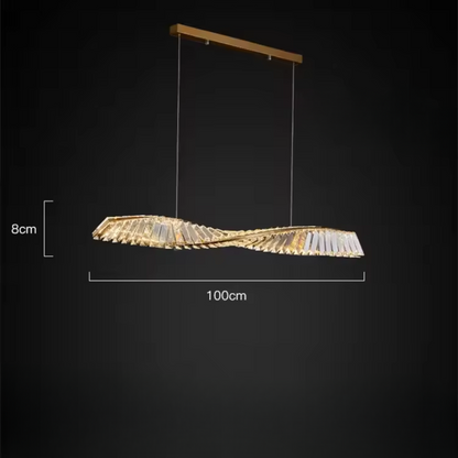 Astrion | Lampada a sospensione LED moderna con cristalli e design a spirale per tavolo da pranzo
