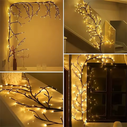 GlowLeaf | LED Lichterkette mit biegsamen Zweigen, Fernbedienung und Timer