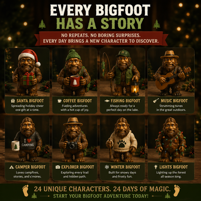 Bergolo | Advent Calendar with 24 Collectible Bigfoot Figures to Display