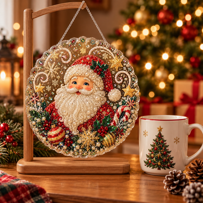 Glitzora | Kit de manualidades navideño de diamond painting, adorno de acrílico de 20 × 20 cm