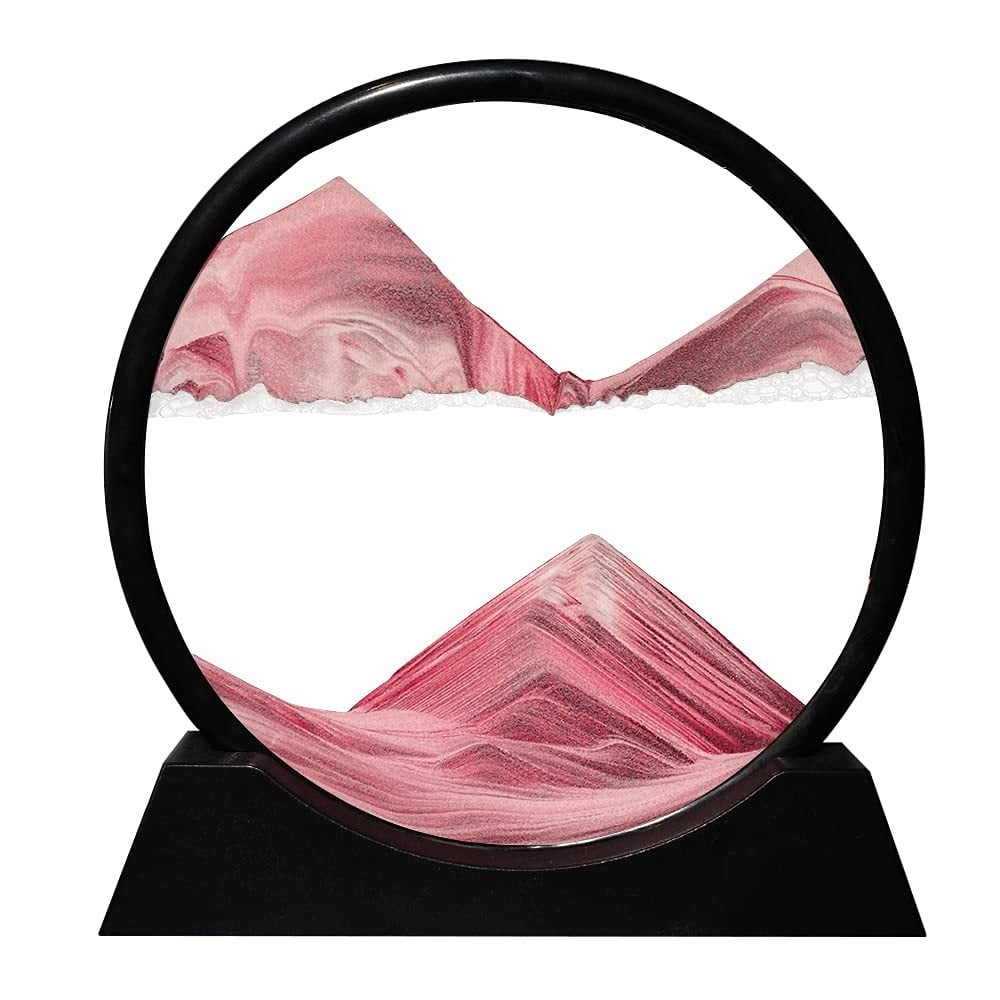 Dunvia | Bewegtes Sandbild im Glasrahmen als Dekoration für Schreibtisch und Regal