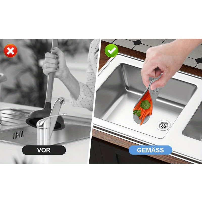 Siebora | Filtro di scarico in silicone con ventose per doccia e lavandino, set da 4