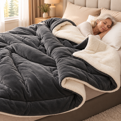 Kuschova | Coperta morbida double-face in micropile e sherpa, 200 × 230 cm