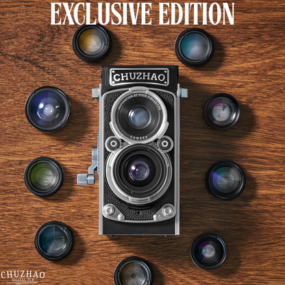 Zwilvio | Cámara digital con diseño vintage TLR, 12 MP, 1080p y 10 objetivos