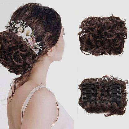 Duttina | Lockiger Messy-Bun-Haarteil mit Gummiband, 2er-Set